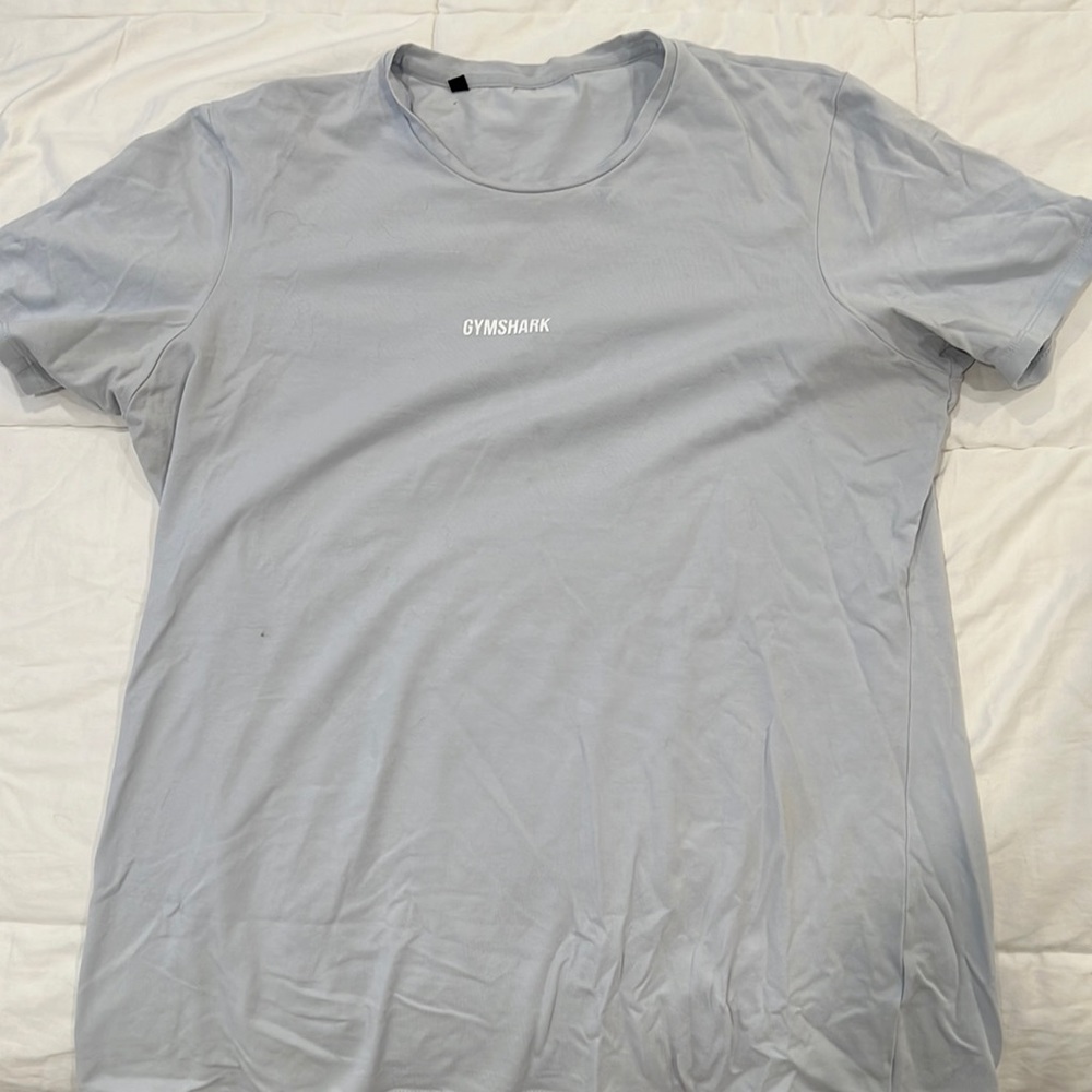 Mens like new large gymshark shirt light blue stretch elastane fabric